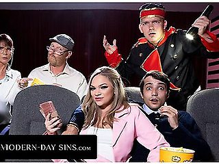Pervy Teens Have Public Sex In Movie Theatre And Get Caught! With Athena Faris