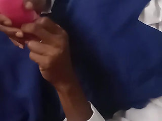 Black Student Slut Play with Pussy and Sucks Pink Vibrator in