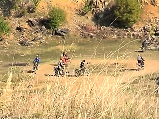 Innocent sweet teen slammed by an old hunter in the countryside