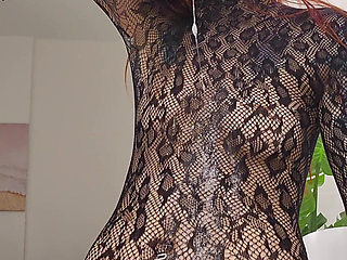 Sloppy Deepthroat & Pussy Slapping in Sheer Fishnet Bodysuit