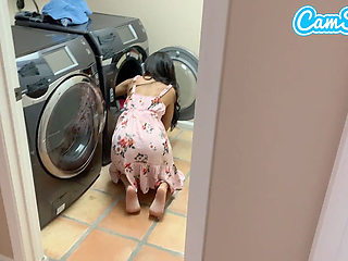 Stepbro Spies on Me Doing Laundry, Steals My Panties & Fucks Me Hard While I'm on the Phone with Stepmom- POV