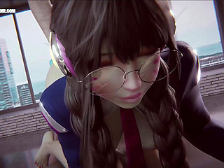 Hot D.Va Teen Gets Her Pussy Stretched And Filled With Cum - 3D Gameplay