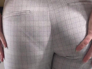 Sexy Coworker in Tight Trousers Teases Ass and Full Back Panties