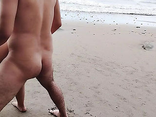 Stepmom with big tits sucks stepson's cock on nude beach - real homemade sex