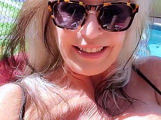 Cute blonde with big boobs solo