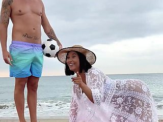 Complete stranger gets to fuck her hole on the beach