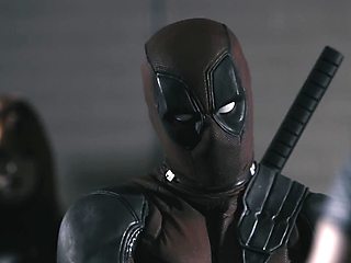 Foursome with Deadpool and Black Widow who perform bitching doggy in a parody movie