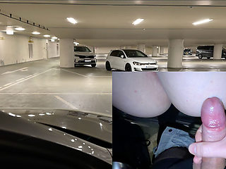 Risky Car Sex in Public Parking Garage - Started with Handjob, Ended Doggy!