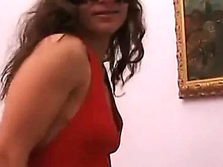 Masked Brunette MILF in Stockings Fingering Her Wet Pussy Solo