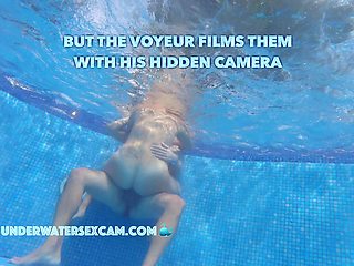 This couple thinks no one knows what they are doing underwater in the pool but the voyeur does