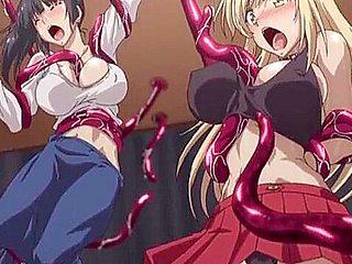 The women are stripped naked by tentacles and penetrated into all of their holes, resulting in creampies.