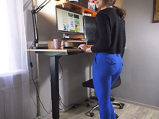 Office Secretary Teases Panty Line Till Takes off Pants