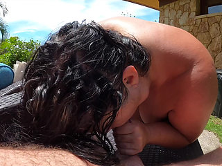 Hot Curvy Naked MILF blowjob and handjob outdoors in Hawaii