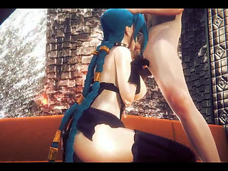 Lol Hentai - Jinx Tied up Like a Bitch Sucks a Cock - Japanese Asian Manga Anime Film Game Porn