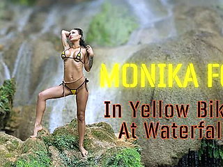 Monika Fox In Yellow Bikini At Waterfall
