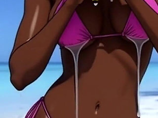 Ebony Girl Sex on the Beach. African Girl. Cartoon. the Sexiest Girls on the Planet