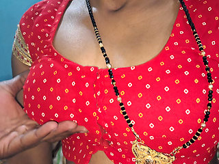 Indian Bhabhi Red Blouse sucking dick till cum in mouth