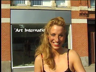 Blonde babe shows amazing natural tits