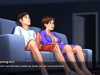 Stepmom flaunt her pussy to his Stepson while watching porn(Summertime Saga)