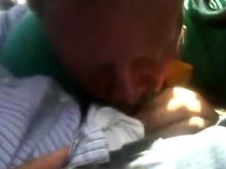 Stranger Sucks Dad's Cock in Car - Amateur Outdoor Blowjob