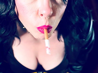 Your Leather Clad Mistress Tina Snua Smokes One Cork 100 Cigarette In Satin Gloves - Listen To The Squeak Of My Leather!