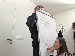 A hot brunette chick Vixi Rafi has sex with her boss Stanley Johnson in the office