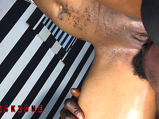 Rub her ass with oil and then, suck her pussy from behind