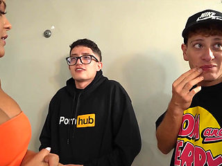 Nerd Guys Fuck Their Latina Boss with a Giant Ass and Fill Her Pussy and Face with Cum