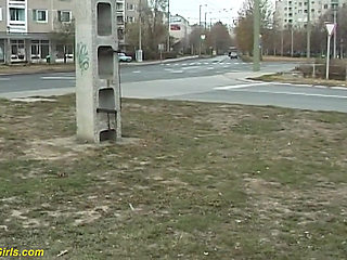 Crazy girl peeing in outdoor