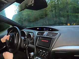 Amateur MILF Threesome in Car - German Cougars Pegging Rideshare Driver