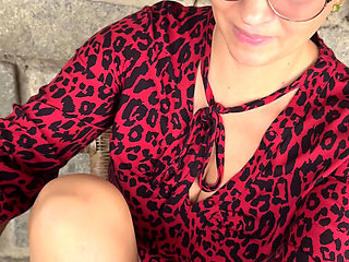 Public Autumn City Walk Without Panties