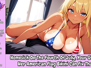 Homesick On The Fourth Of July, Your GF And Her American Flag Bikini Can Fix That - Erotic Audio Roleplay