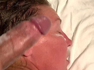 Gilf Getting pussy filled with cum then my face sprayed with sperm, thick, dripping man juice