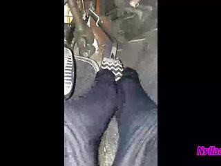 Nyllady Driving and Revving Her Bravo in High-heeled Boots and Black Ballet Flats