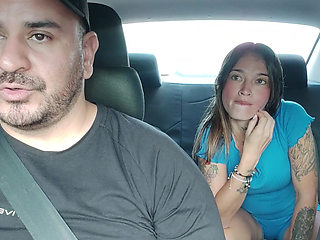 Cute skinny girl changes clothes in the taxi