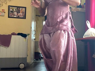 shiny silky satin suit salwar cross dresser indian bhabhi big tits