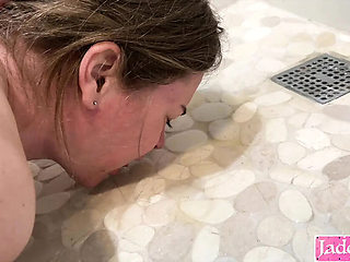 Amateur Submissive Girlfriend Drinks Piss From Bathroom Floor After Rough Sex