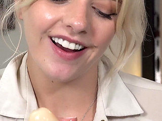 Completely Coated: Gabie Monroe's Slippery Lubed Handjob Tease