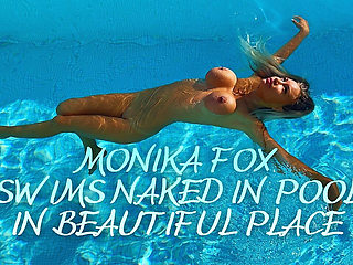 Gorgeous Monika Fox Swims Naked in Pool in Beautiful Place!