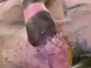 Ebony girl showers her big ass amp masturbating