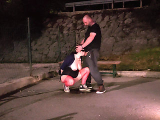 Kinky Mature Loves Play in Stockings with Strangers in Public