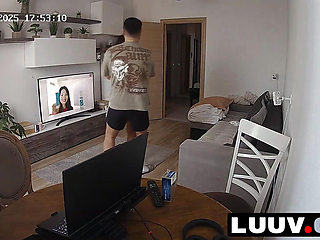 LUUV. The first little argument of lovers on a home camera