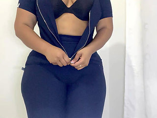 VOLUPTUOUS NURSE SHOWING HER TRANSPARENCIES IN FRONT OF THE CAMERA