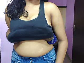 Indian couple romancing when they are alone in home - boobs squeezing - Part one