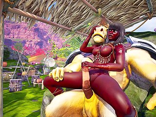 Wild Sin's werewolf knotted and double penetrating elf nymph with lizardman, ending in monster cock anal creampie