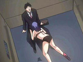 Big Boss Fucks Perv Secretary in Broken Elevator - Uncensored Hentai Anime with ENG Subs