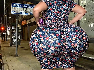 Big Ass Mature Stepmom Waiting for the Bus in Floral Dress