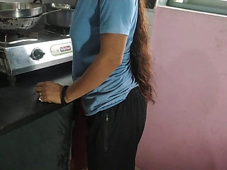 Indian maid sends her step daughter to work and the house owner fucks her in the kitchen (clear hindi audio)