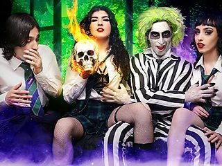 This wild Beetlejuice costume sex parody