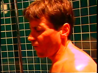 Horny babe likes it when her tight holes are double penetrated by two huge cock